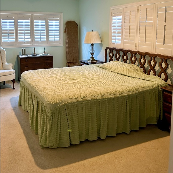 Vintage Bedding Vintage King Chenille Bedspread Green Poshmark
